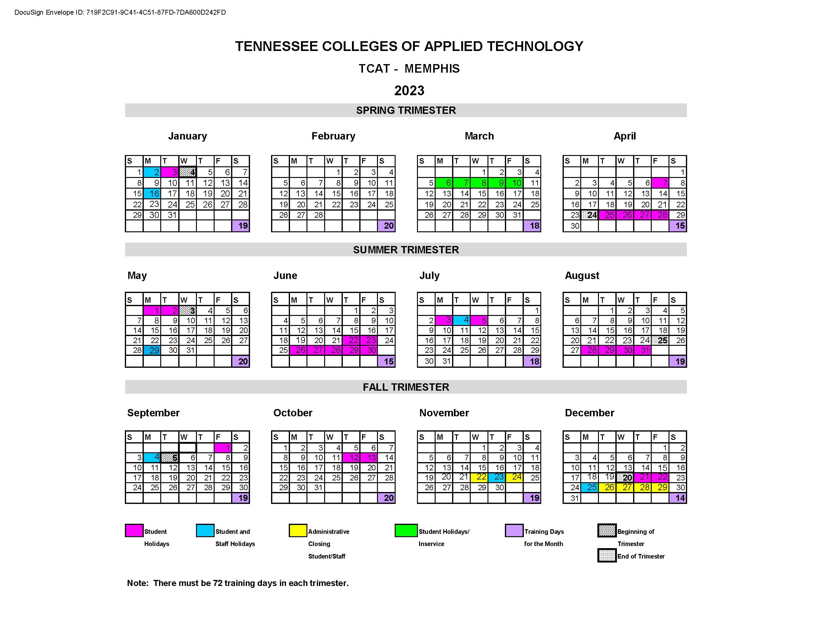 Academic Calendar TCAT Memphis Academic Calendar TCAT Memphis